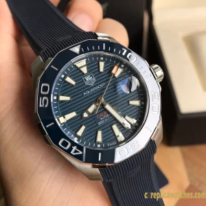 Replica Watches Tag Heuer Aquaracer 41mm Blue Dial Mens Swiss Automatic Rubber Strap 1:1 Clone Watch
