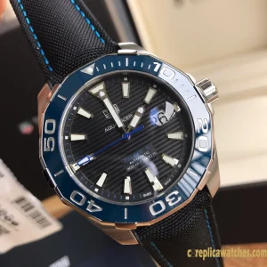 Replica Watches Tag Heuer Aquaracer 43mm Black Dial Mens Swiss Automatic Rubber Strap 1:1 Clone Watch