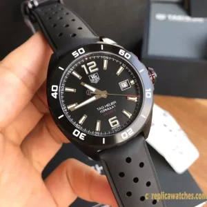 Replica Watches Tag Heuer Formula 1 41mm Black Dial Men Swiss Automatic Rubber Strap 1:1 Clone Watch