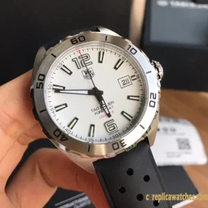 Replica Watches Tag Heuer Formula 1 41 mm White Dial Men Swiss Automatic Rubber Strap 1:1 Clone Watch