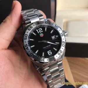 Replica Watches Tag Heuer Formula 1 43mm Black Dial Mens Swiss Quartz Movement Metal Bracelet 1:1 Clone Watch