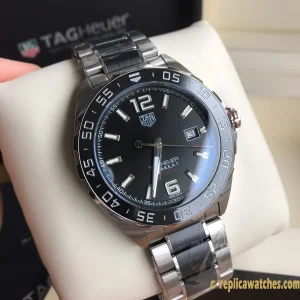 Replica Watches Tag Heuer Formula 1 43mm Black Dial Men Swiss Automatic Metal Bracelet 1:1 Clone Watch