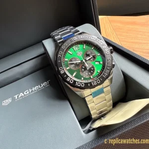 Replica Watches Tag Heuer Formula 1 43mm Green Dial Mens Swiss Quartz Metal Bracelet 1:1 Clone Watch