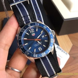 Replica Watches Tag Heuer Formula 1 43 mm Blue Dial Men Swiss Quartz Rubber Strap 1:1 Clone Watch