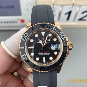 Replica Watches Rolex Yacht-Master 40mm Black Dial Men Swiss Automatic Movement Rubber Strap 1:1 Clone Watch